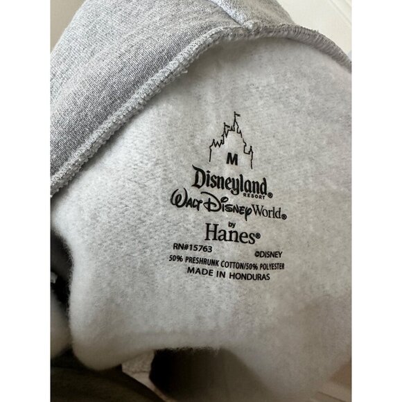 Disneyland Mickey Mouse Gray Zip up Hooded Jacket Medium By Hanes 50% Cotton 50% - Picture 6 of 7